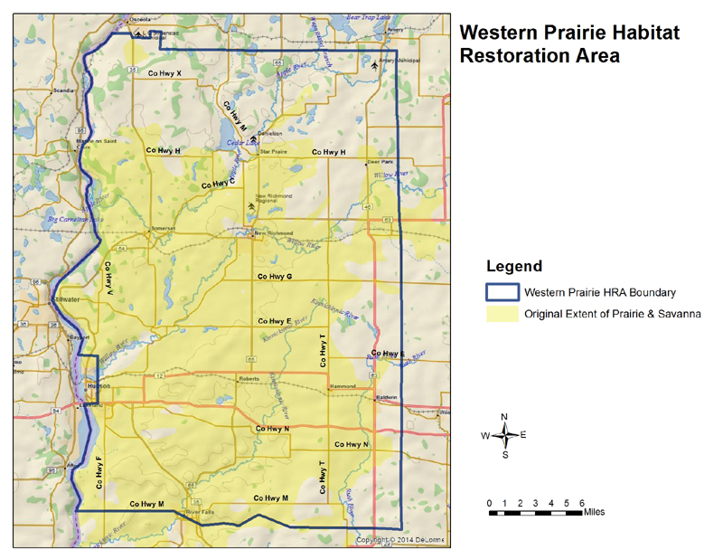 Western Prairie Habitat Restoration Area Map